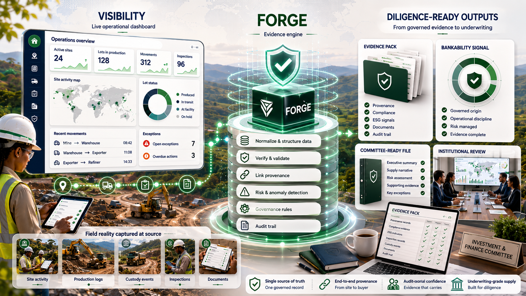 Dashboards giving way to governed, verified supply carried forward into diligence-ready outputs